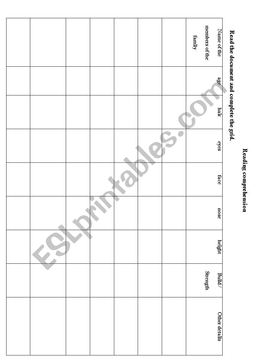 The Addams family grid worksheet