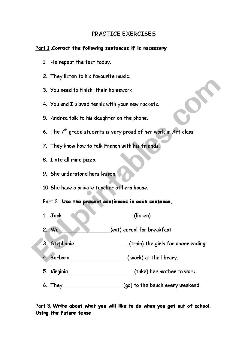grammar practice exercises worksheet