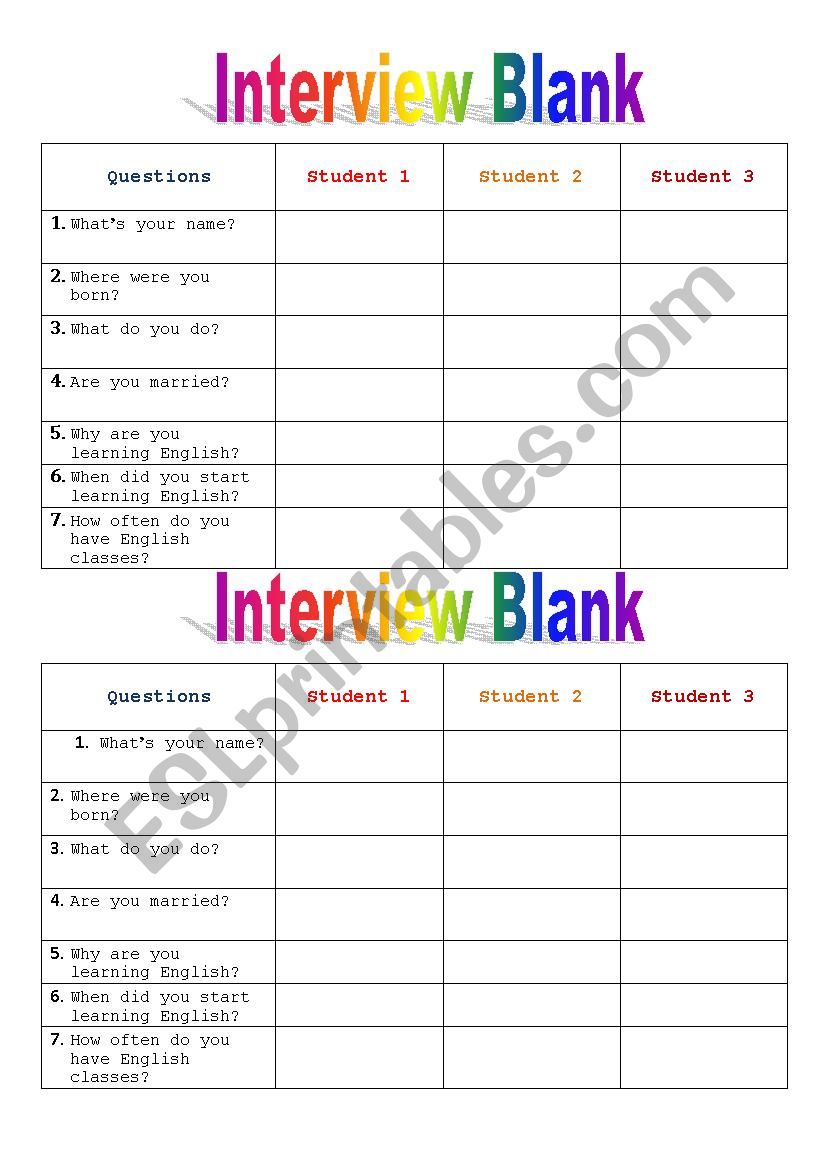 Questions  worksheet