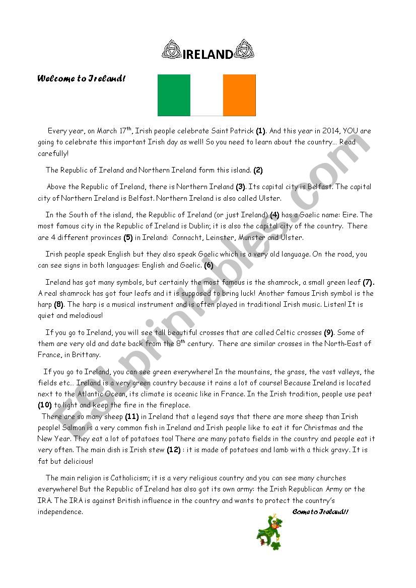 Ireland worksheet