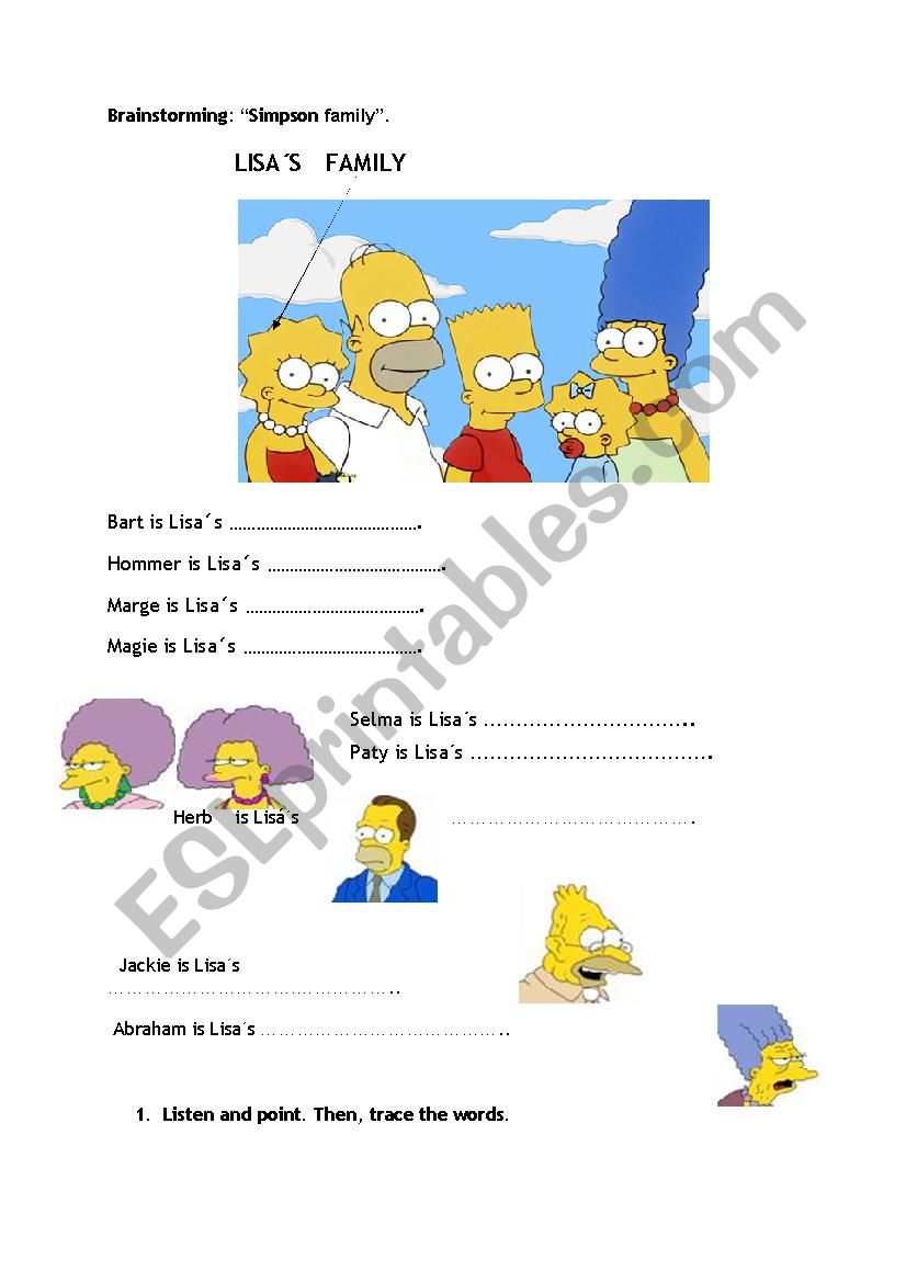 Simpson Family worksheet