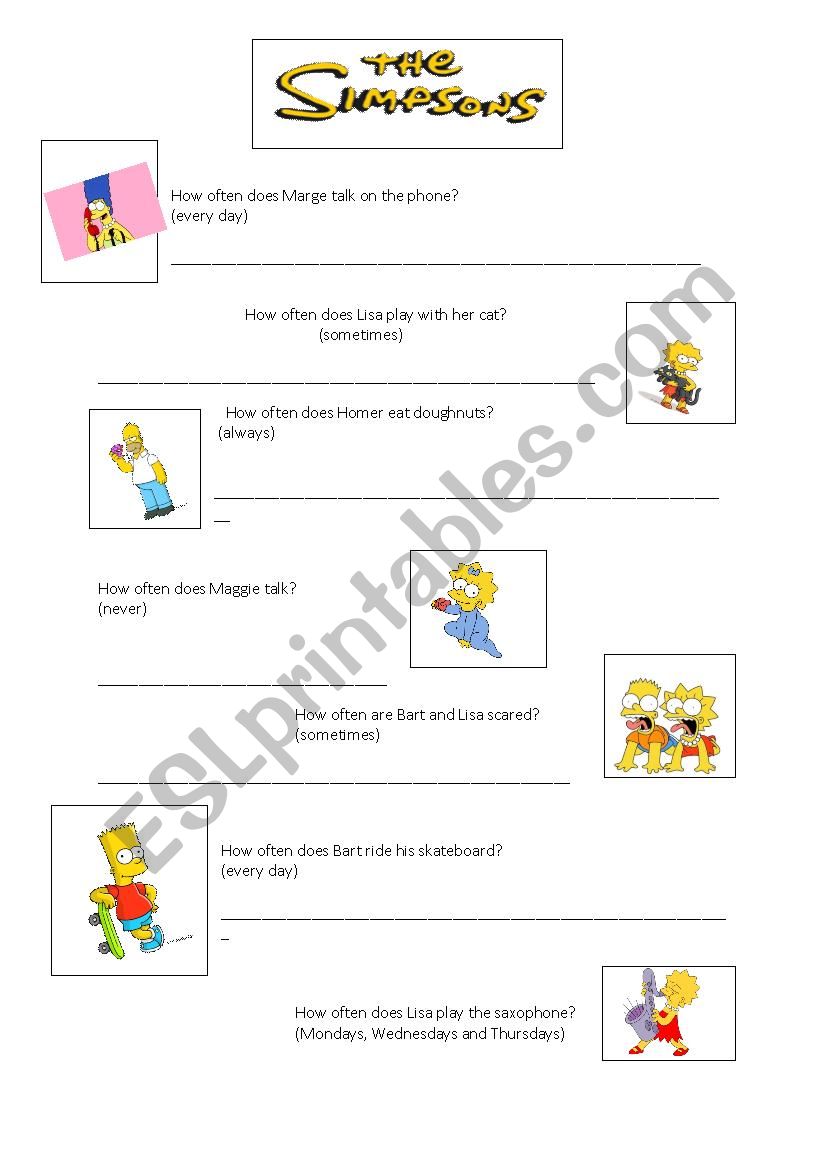 The Simpsons - adverbs worksheet