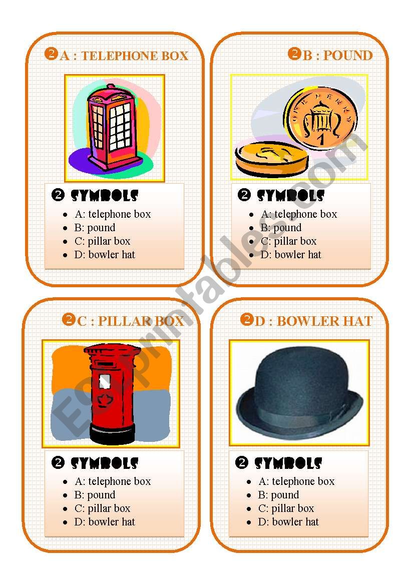 BRITAIN GO FISH CARD GAME - set 2 - symbols