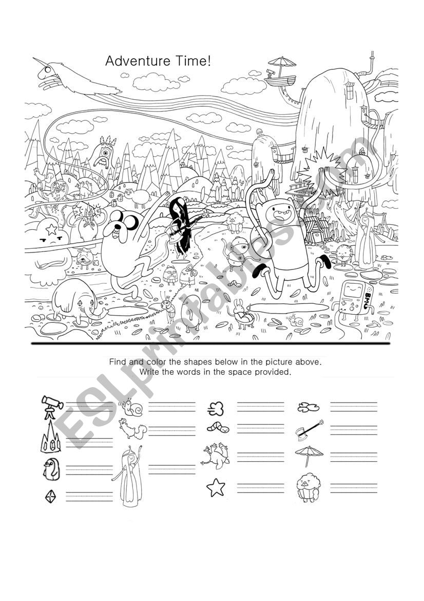 Adventure Time Hidden Object Worksheet