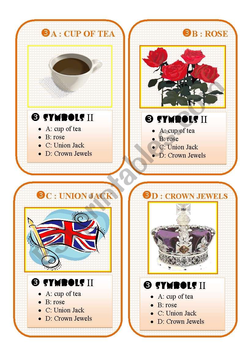 BRITAIN GO FISH CARD GAME - set 3 symbols II