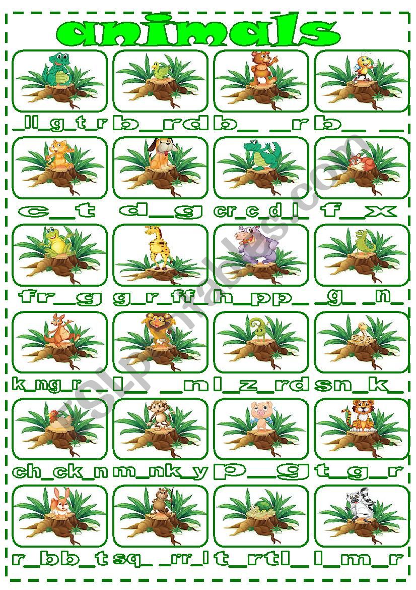 Animals worksheet