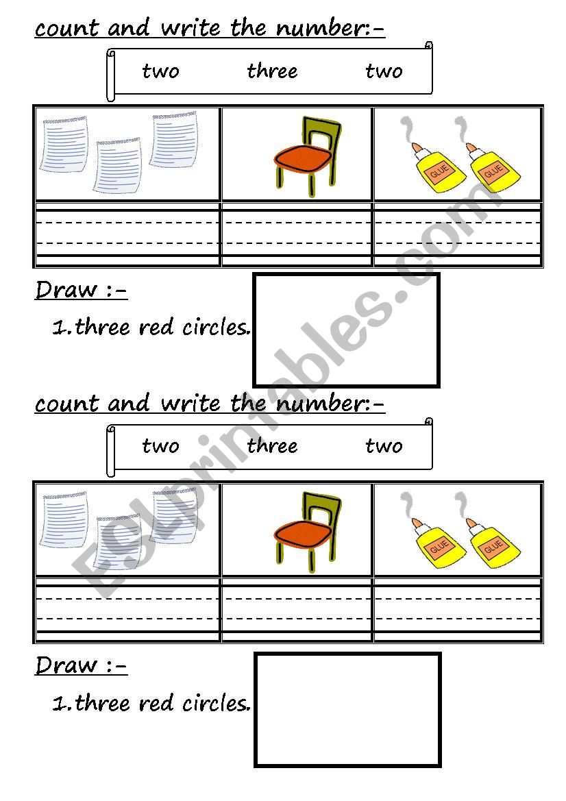 count and write the number  worksheet