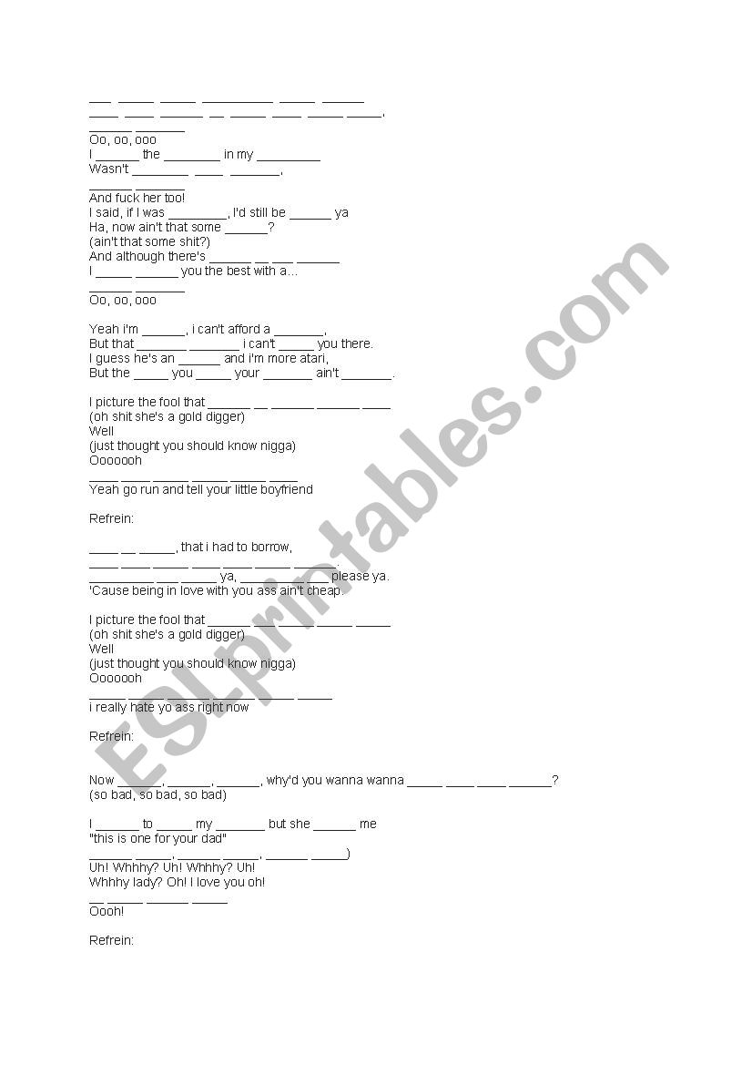 Cee Lo Green - song with gaps worksheet