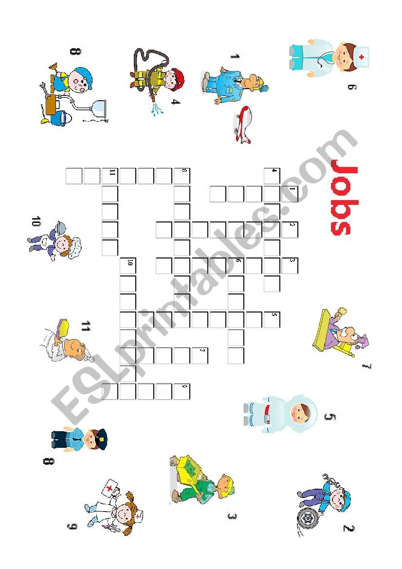 Jobs - Crossword puzzle worksheet