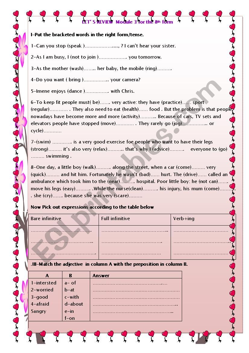 review module 3 8th form