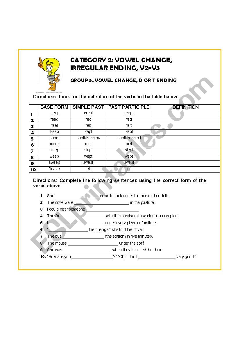 Irregular verbs groups 5 and 6