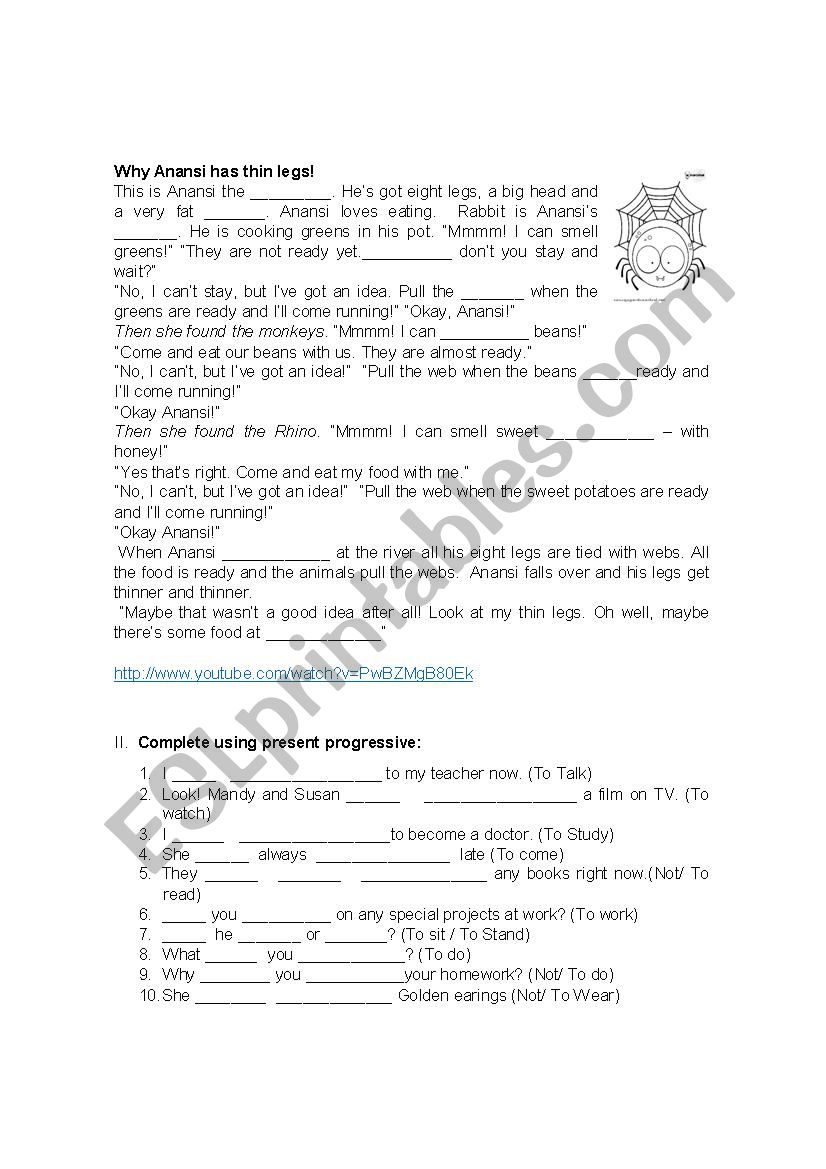 Present progresive activity worksheet