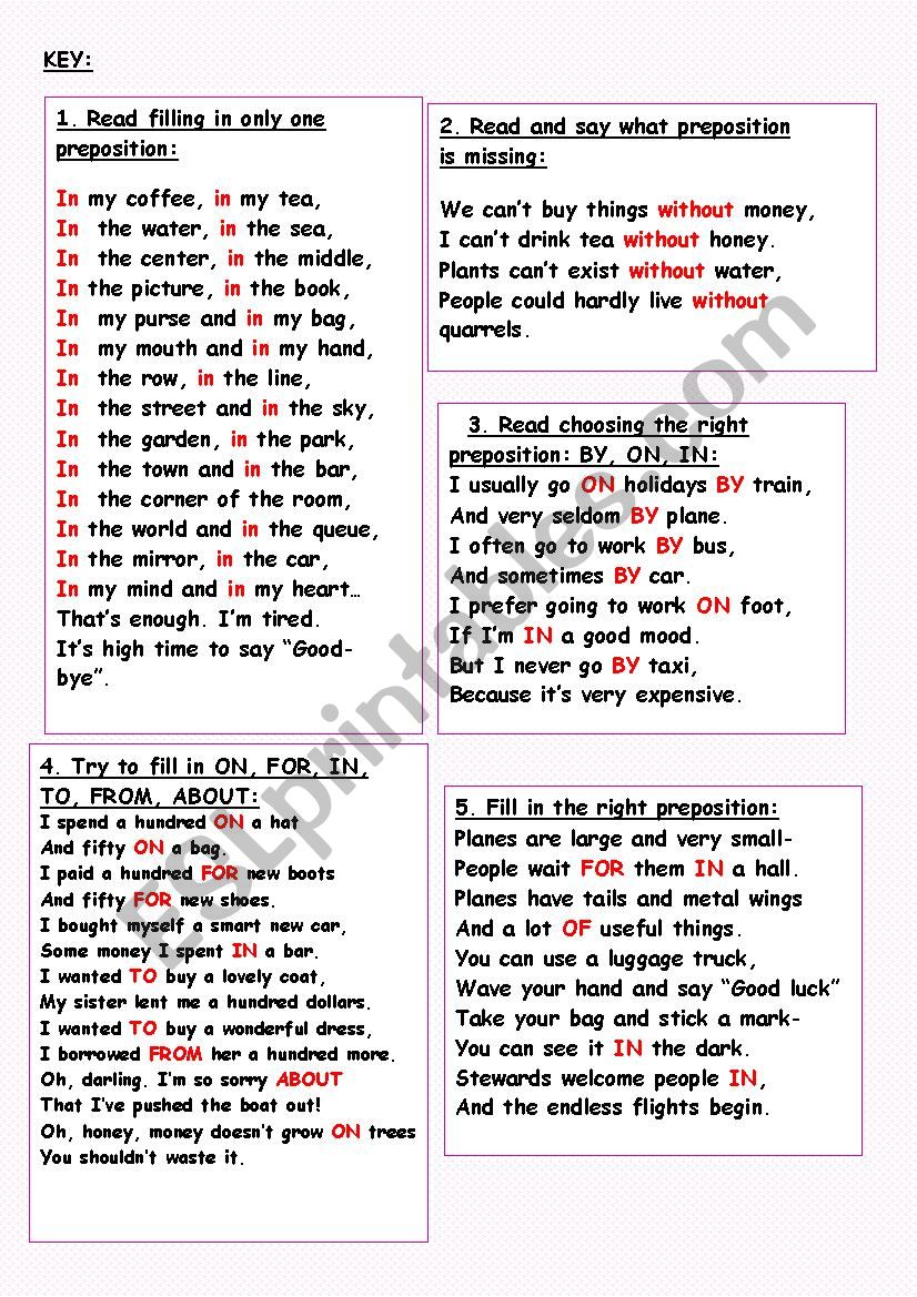 Prepositional Poem
