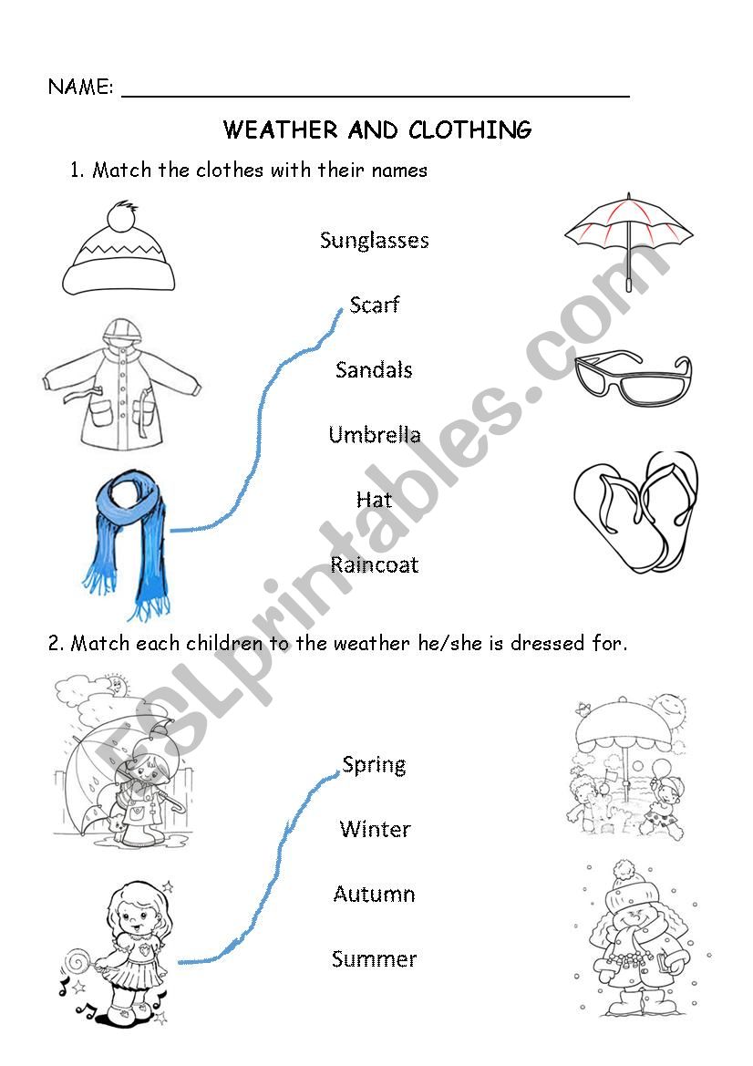 Weather and clothing worksheet