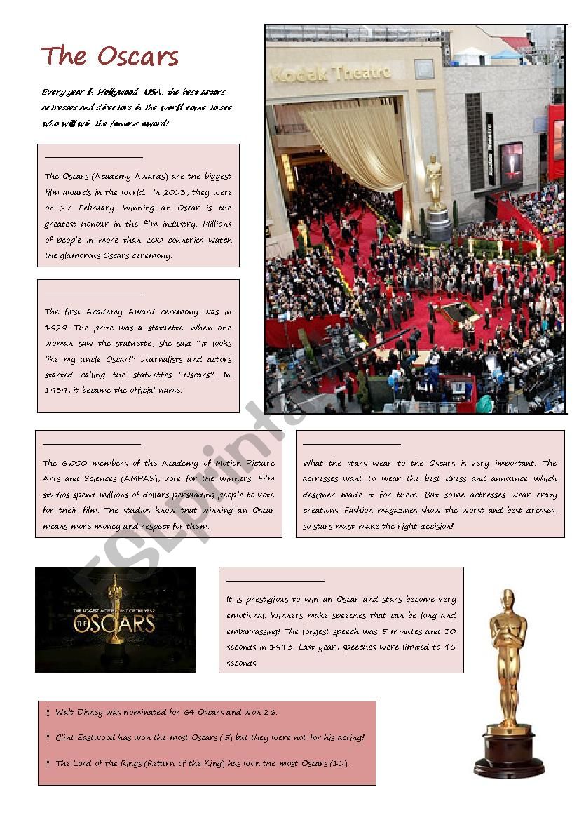 The Oscars worksheet