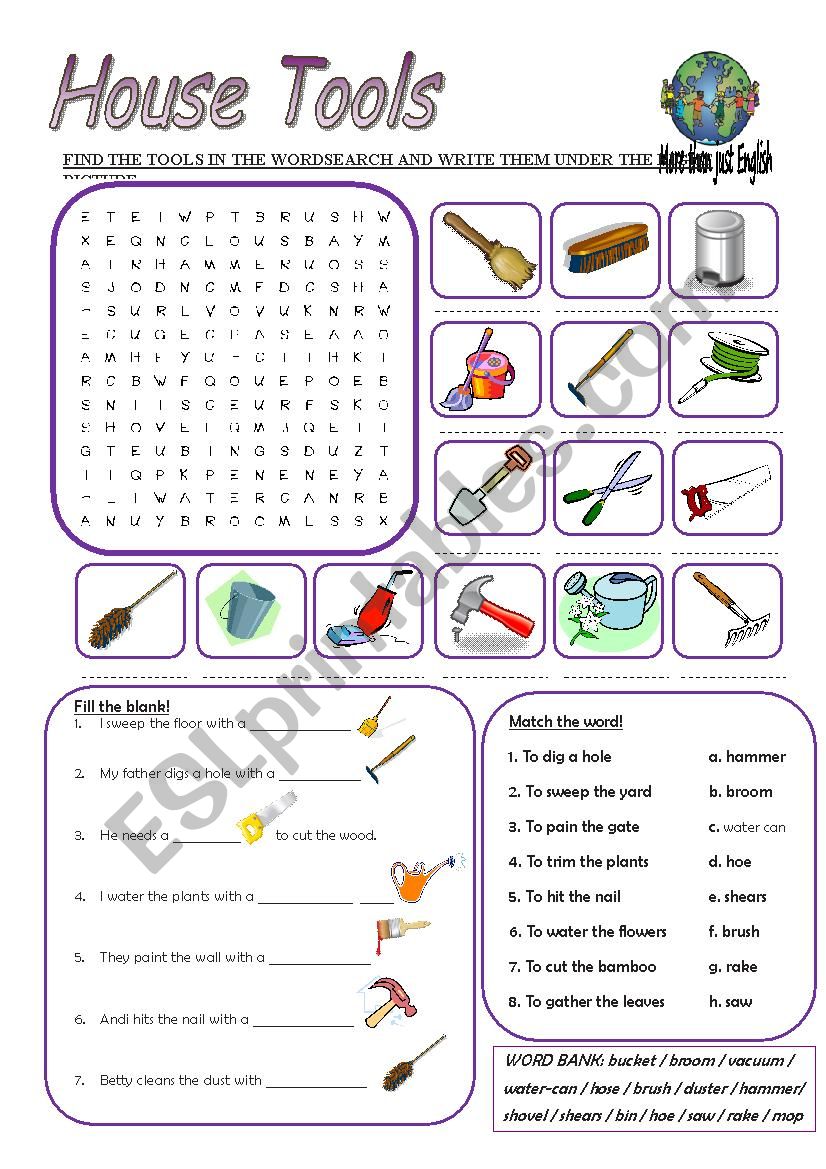 HOUSE TOOLS worksheet