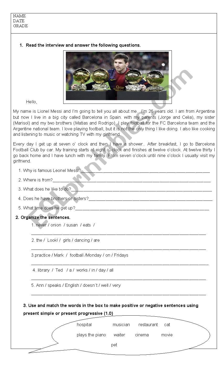 Simple present worksheet