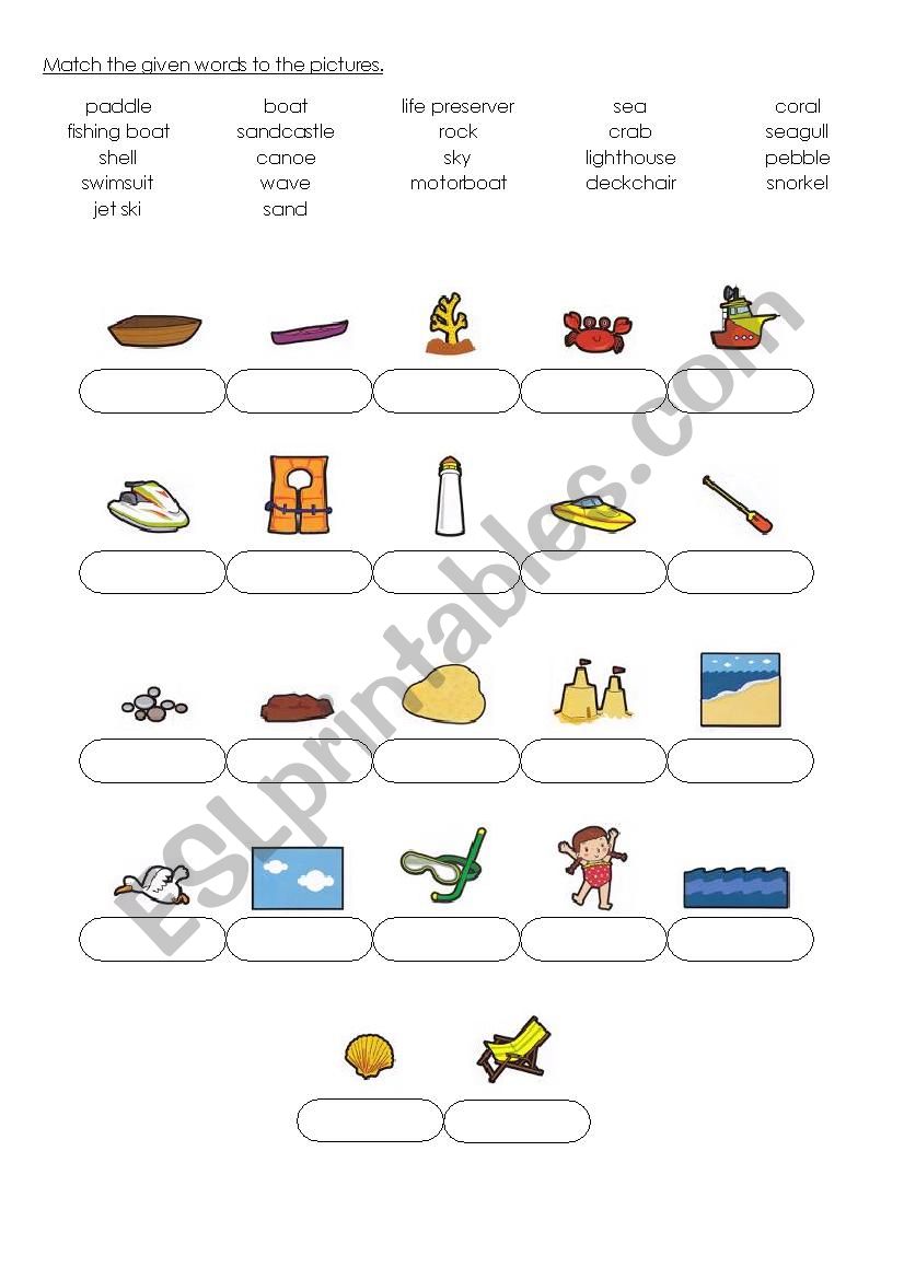 Vocab - Seaside worksheet