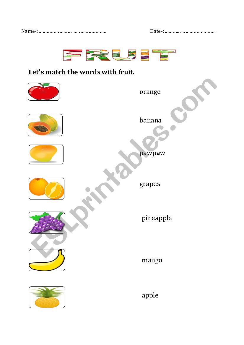 Fruit worksheet