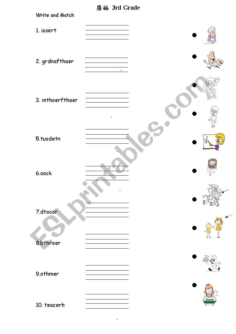 People vocabulary worksheet