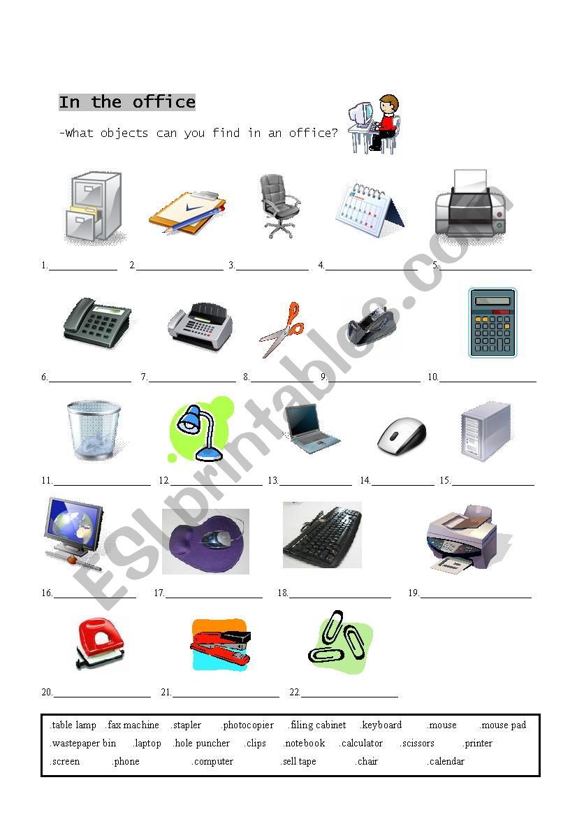 Office Supplies worksheet