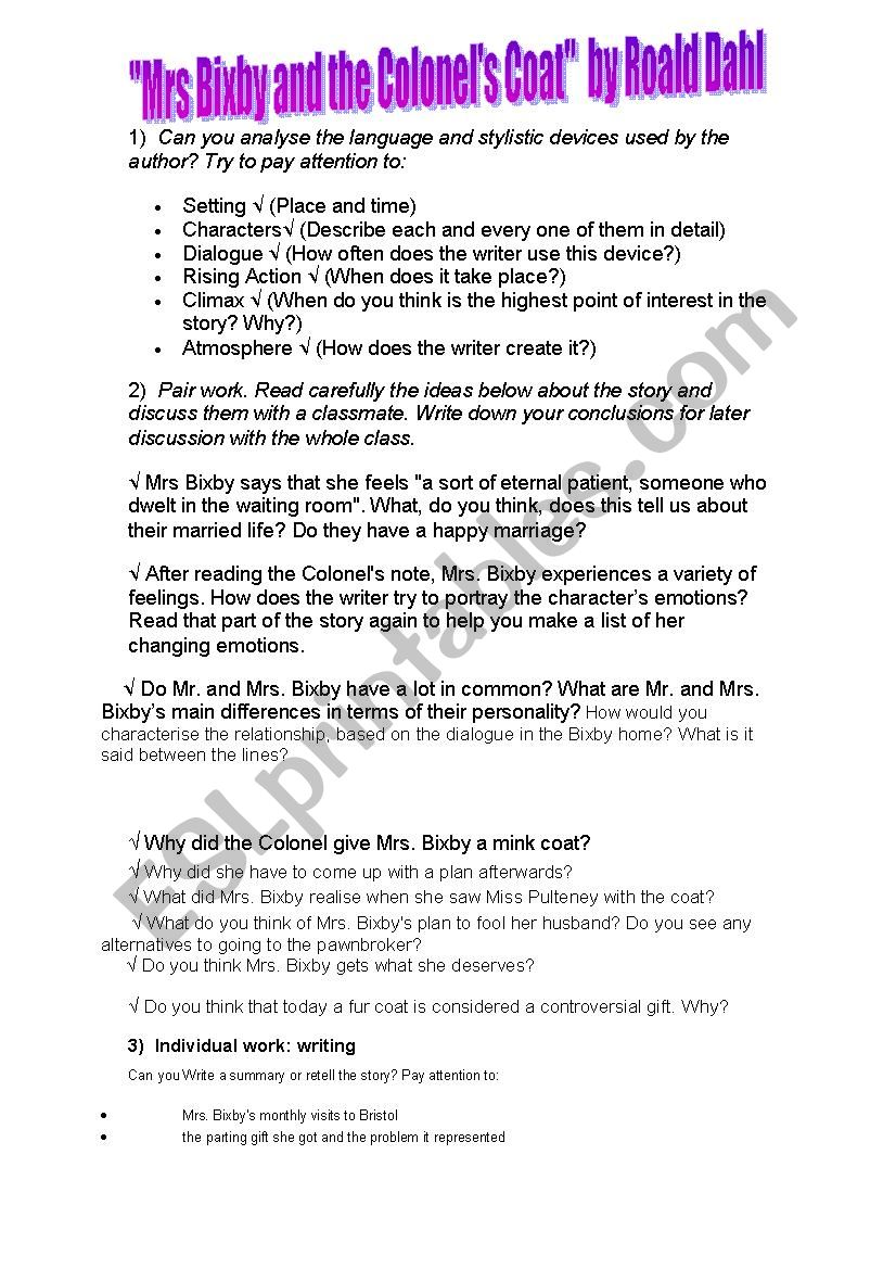 and the Coat" ESL worksheet by fecal