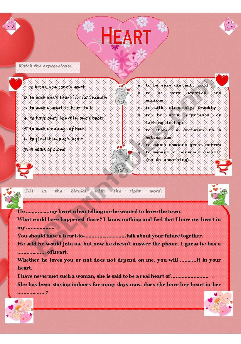HEART EXPRESSIONS worksheet