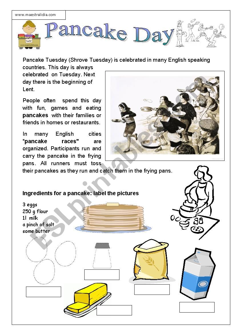 Pancake day worksheet