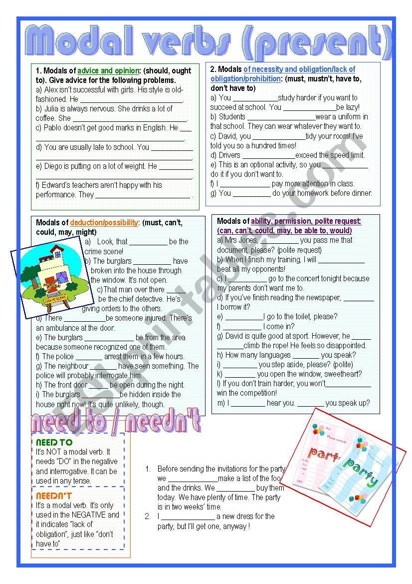 modal verbs (present) worksheet