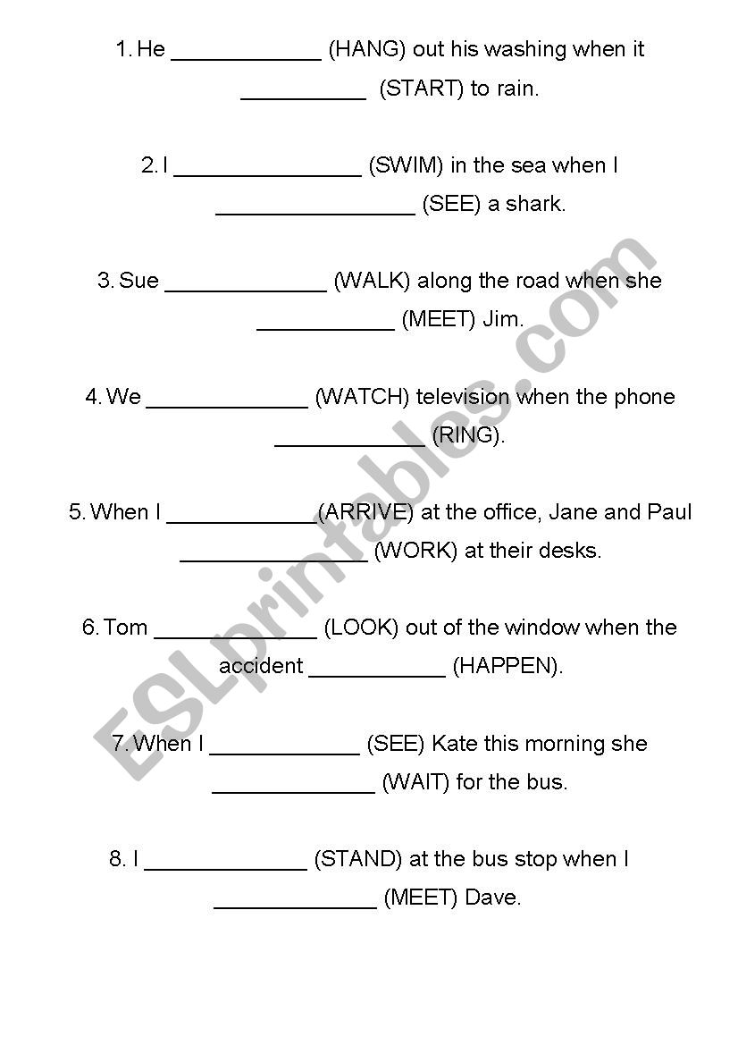 Past Simple X Past Continuous worksheet