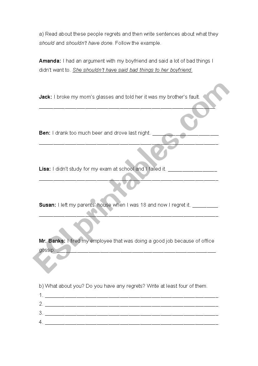 Regrets - should/shouldnÂ´t have done