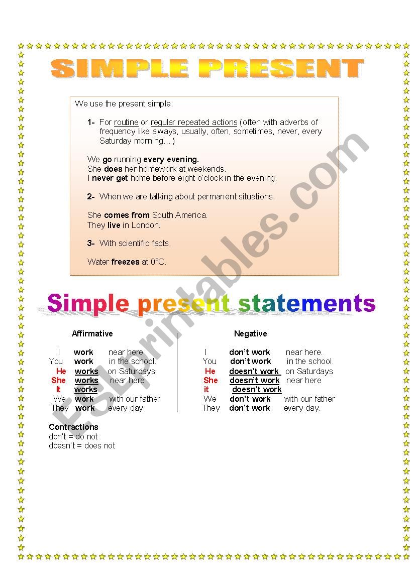 Present simple worksheet