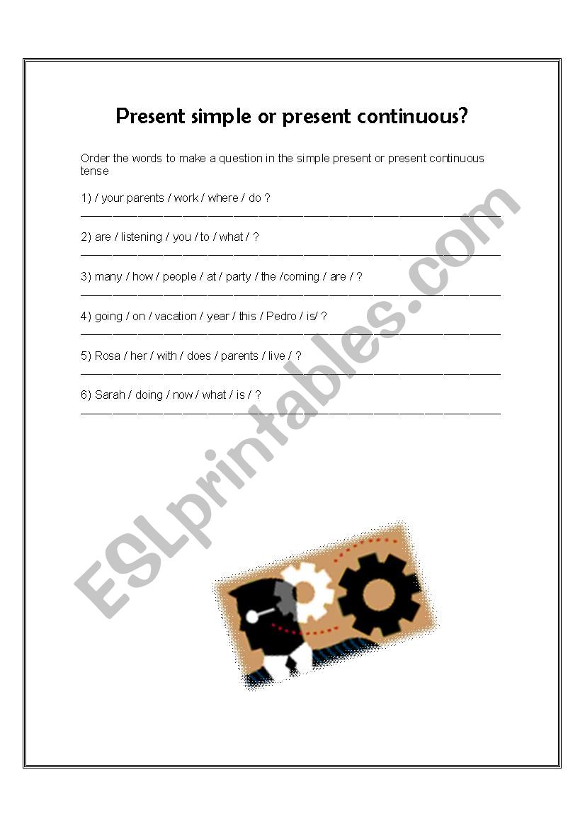 ordering questions worksheet