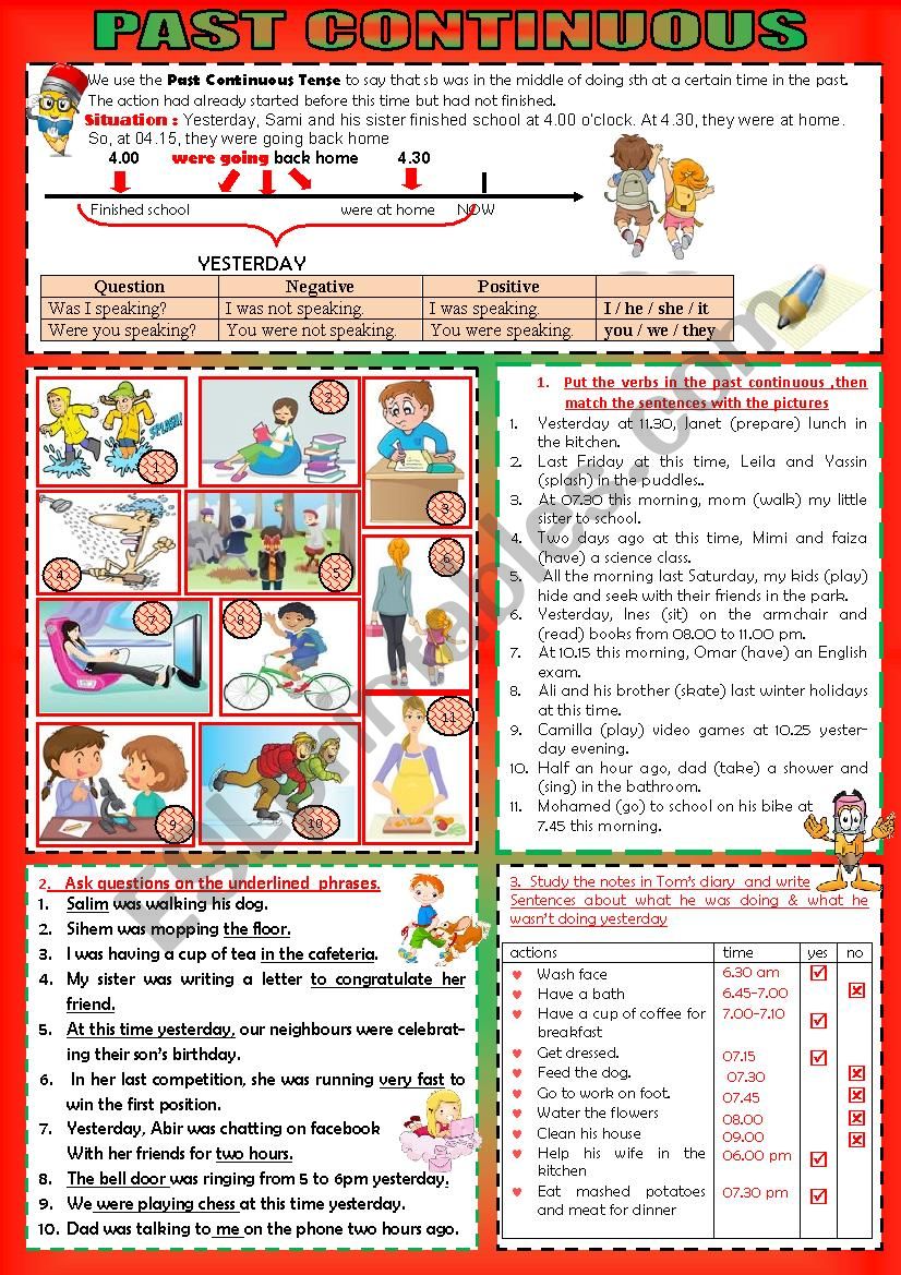 PAST CONTINUOUS: USE & FORM worksheet