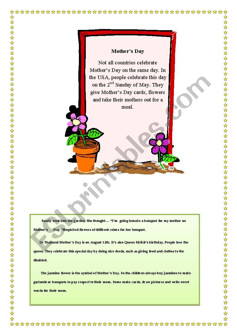 Mothers Day worksheet