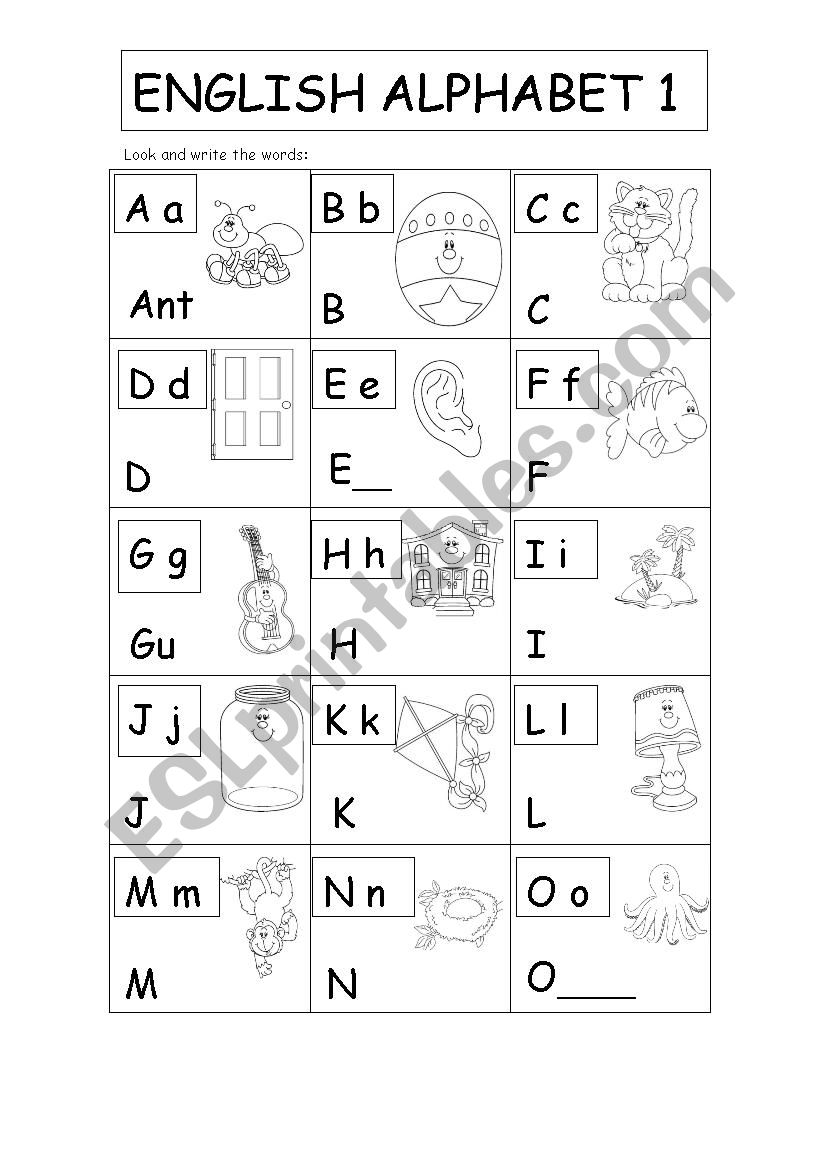 english alphabet part 1 worksheet