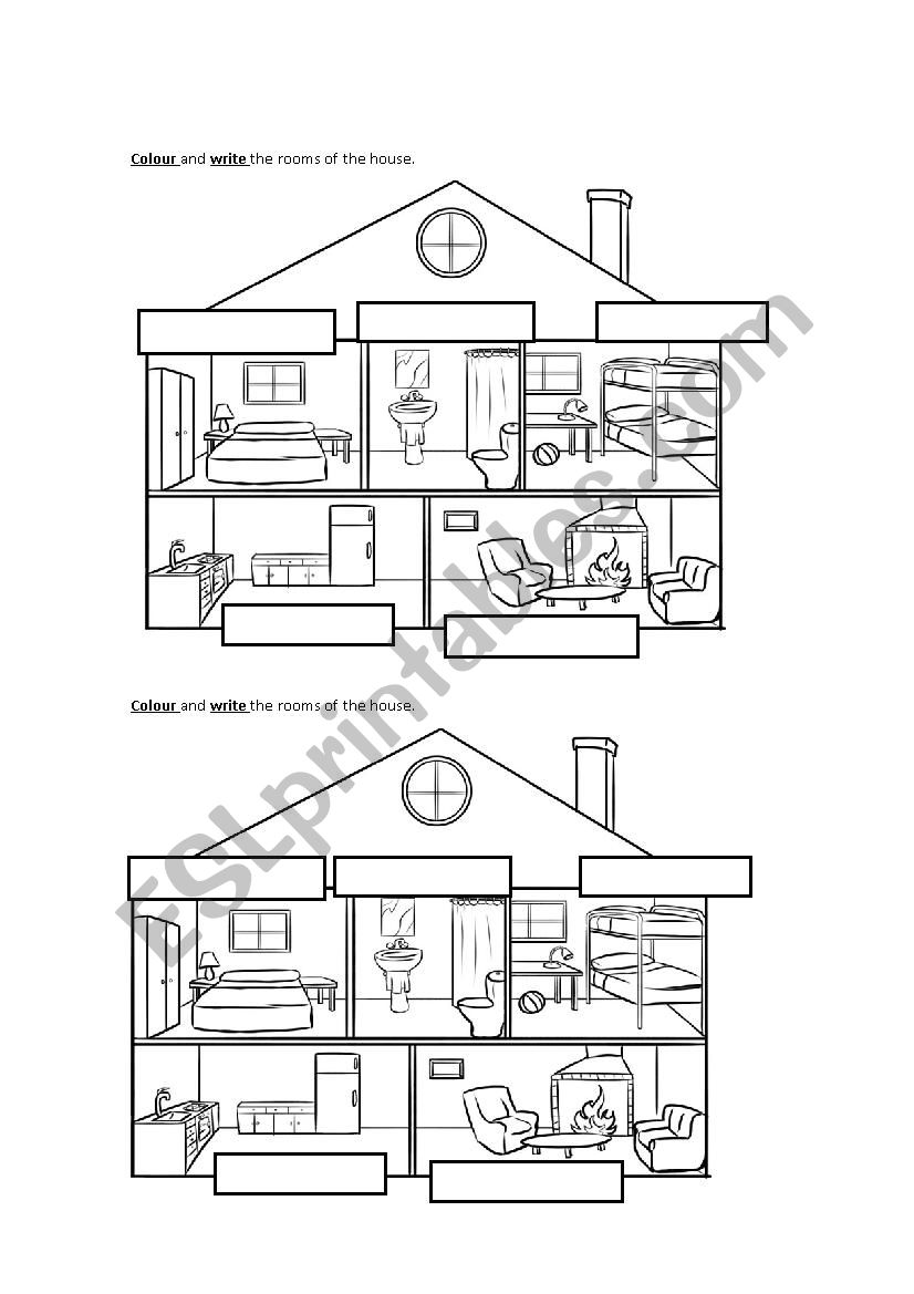 Rooms of the house worksheet