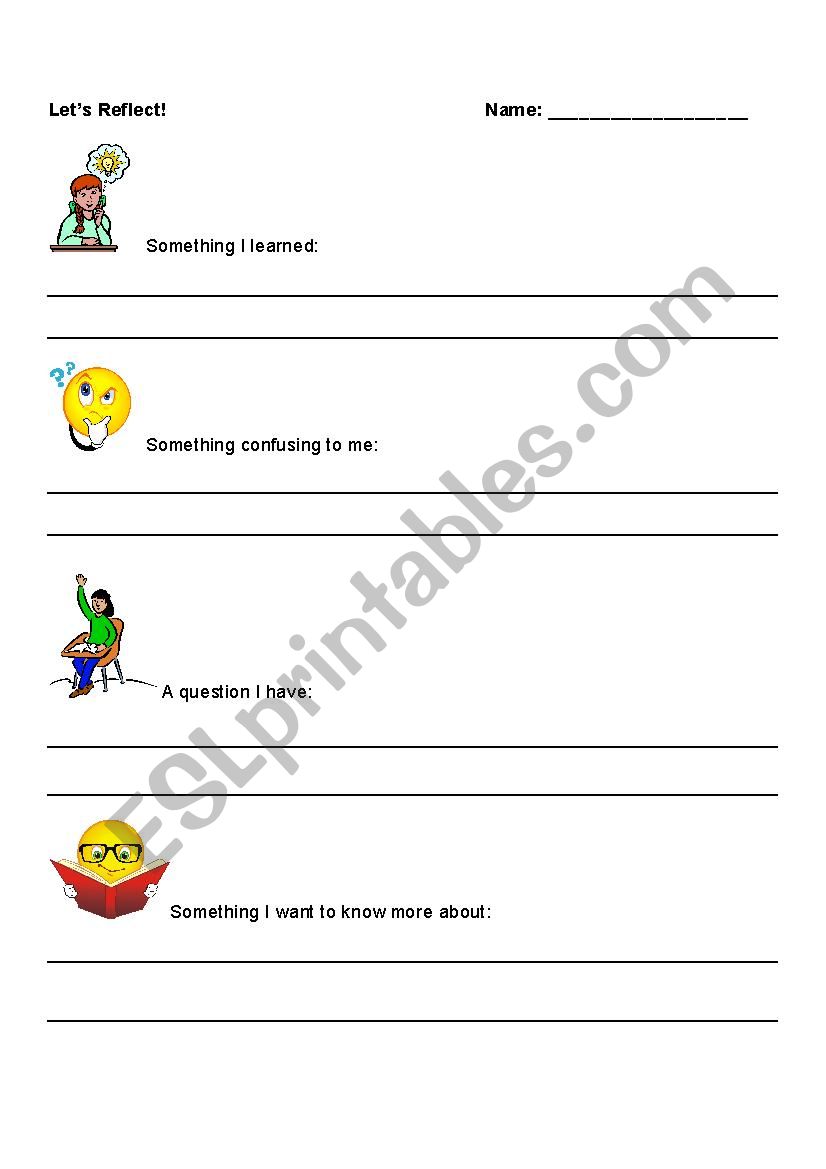 Lets Reflect worksheet