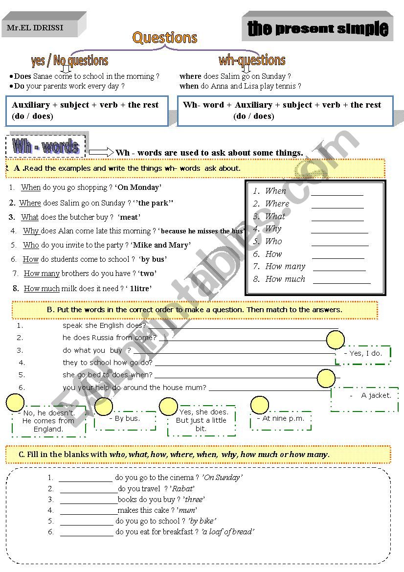 Questions worksheet