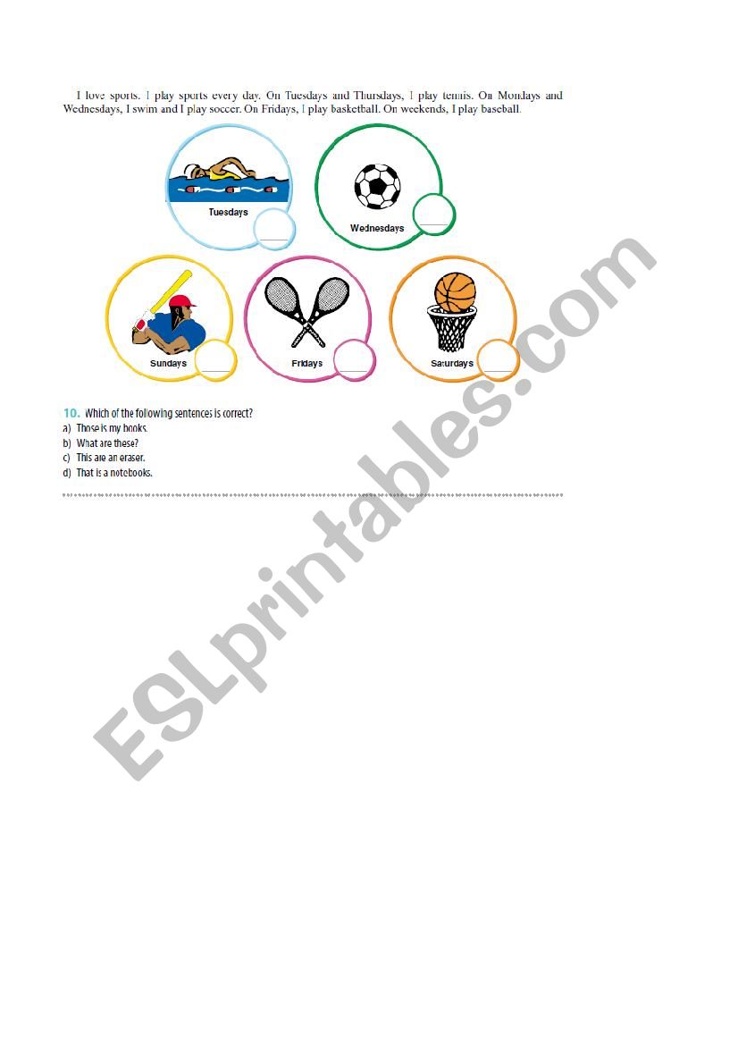 Sports worksheet