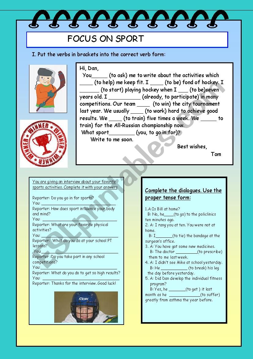 FOCUS ON SPORTS worksheet