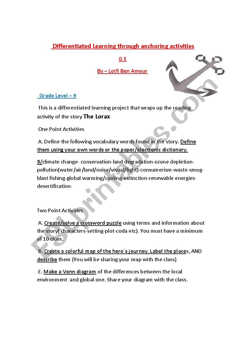 differential learning through anchoring activities