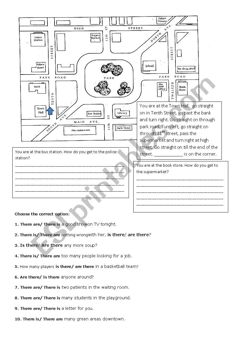 Giving directions worksheet