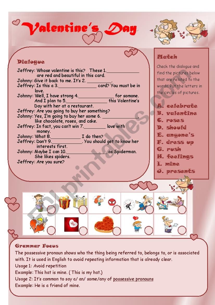 Possessive Pronouns_object or possessive adjectives_dialogue of valentine