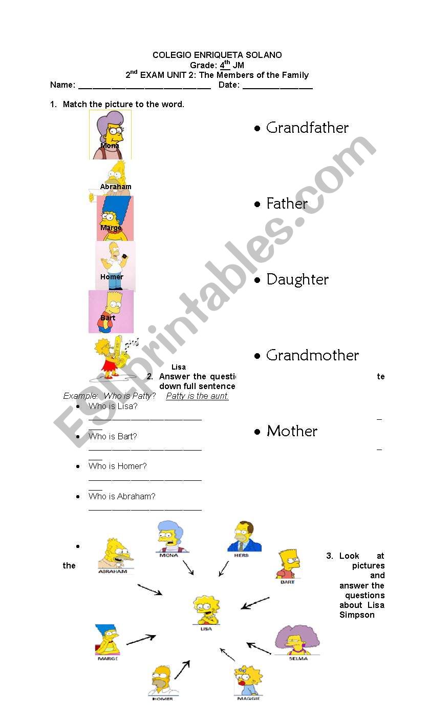 Exam about with The Simpsons Family