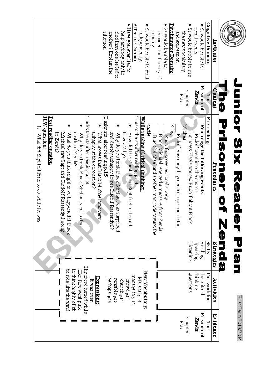 The Prisoner of Zenda Lesson plan Ch 4