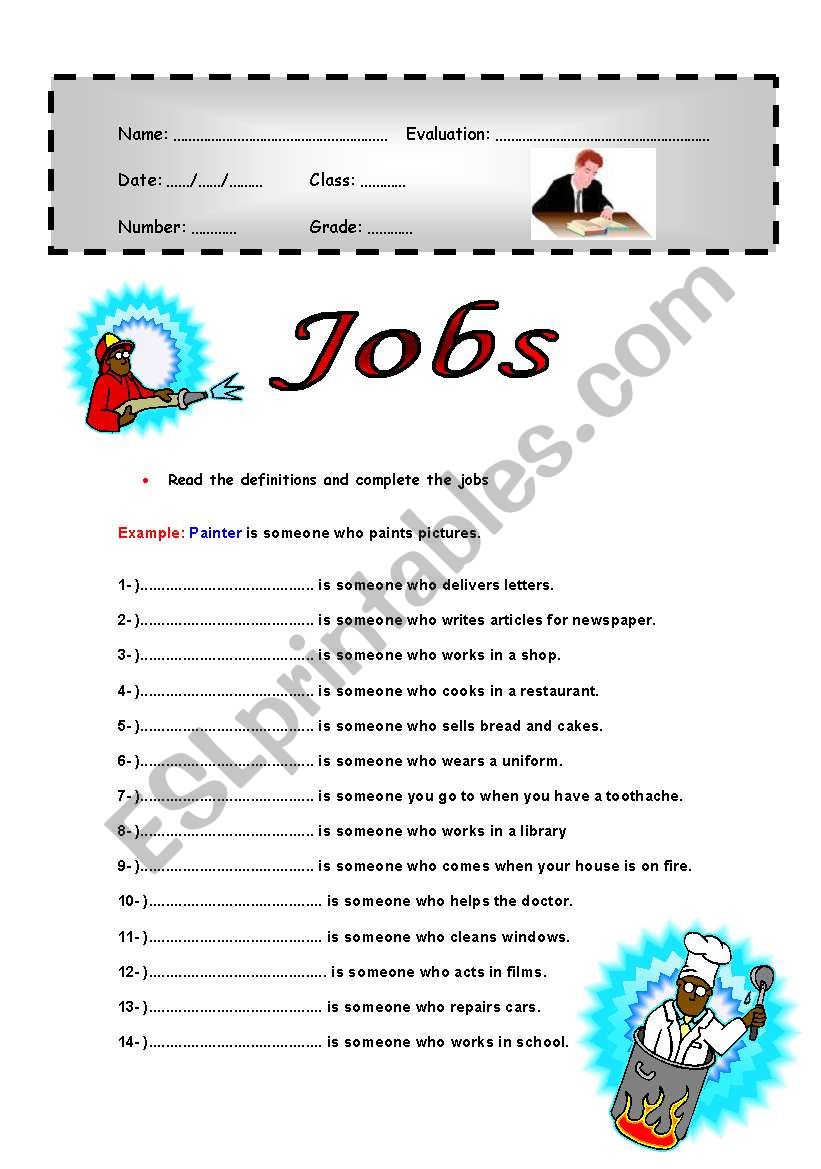 Jobs worksheet