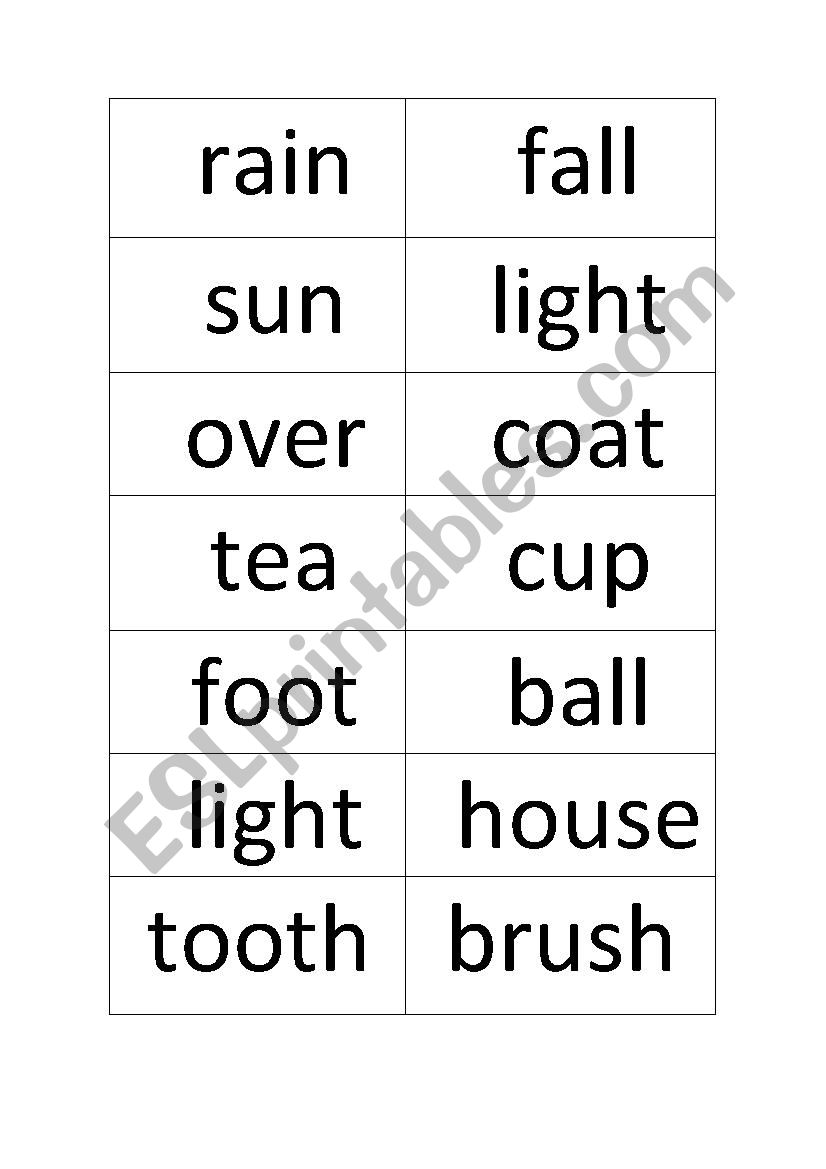 Compound Words Cards worksheet