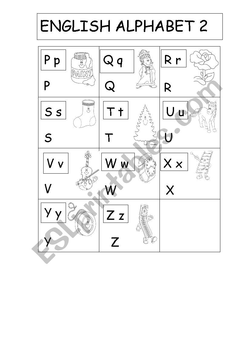 english alphabet part 2 worksheet