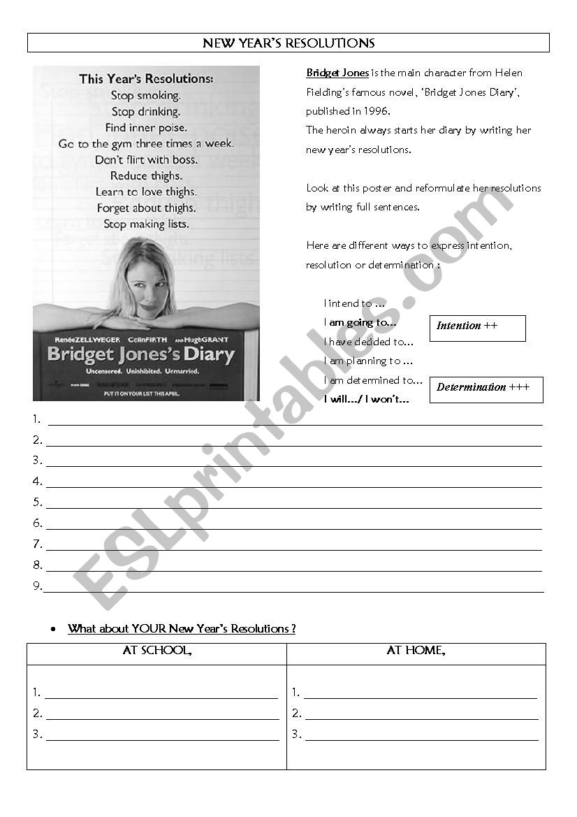 Bridget JonesÂ´ New YearÂ´s Resolutions